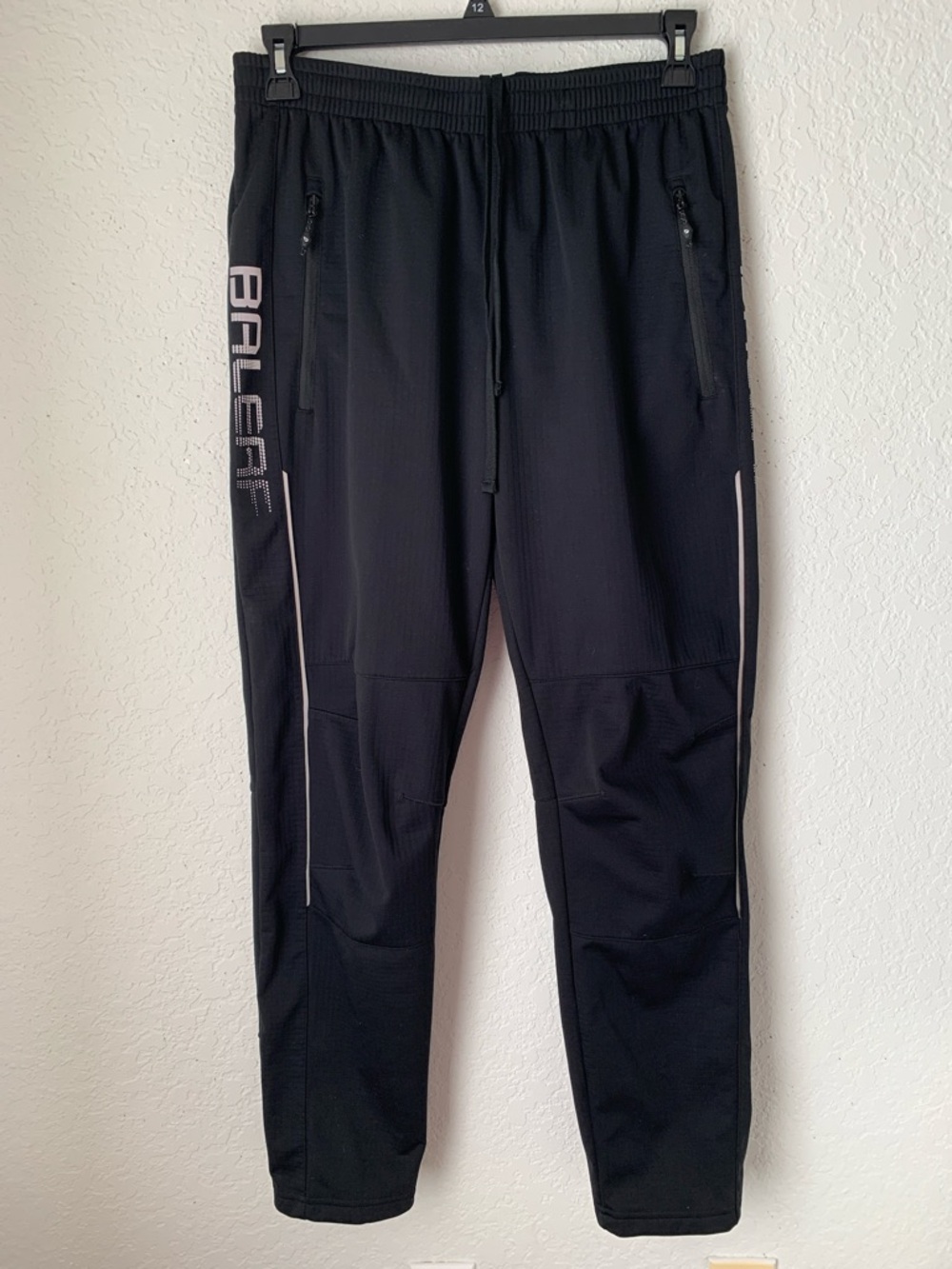 Baleaf Men’s Black Bike Cycling Pants Elastic Waist Pockets/Zip Logo Size L
